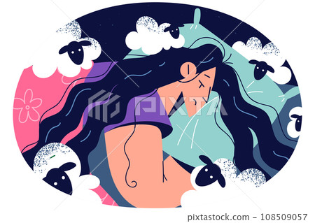 Woman suffer from insomnia in bed 108509057