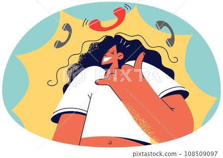 Happy woman show call me gesture 108509097