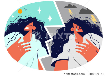 Woman have different emotions suffer from bipolar disorder Woman have different emotions suffer from bipolar disorder 108509146