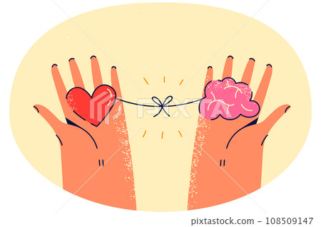 Person holding heart and brain in hands 108509147