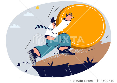 Businessman save bitcoin from falling down 108509250