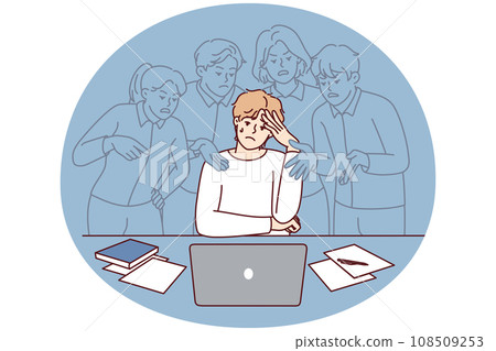 Stressed man pressured by social opinion 108509253