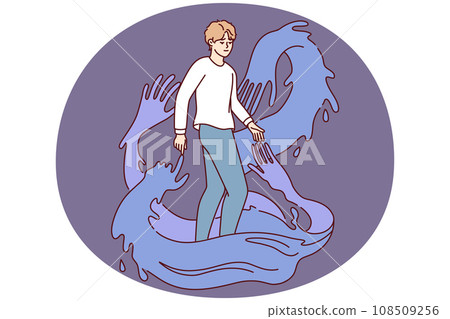 Young man surrounded by huge hands Young man surrounded by huge hands 108509256
