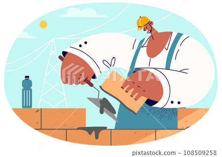 Male builder work at construction site 108509258