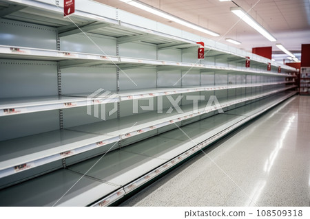 Food shortage. Empty supermarket shelves. Generative AI Food shortage. Empty supermarket shelves. Generative AI 108509318