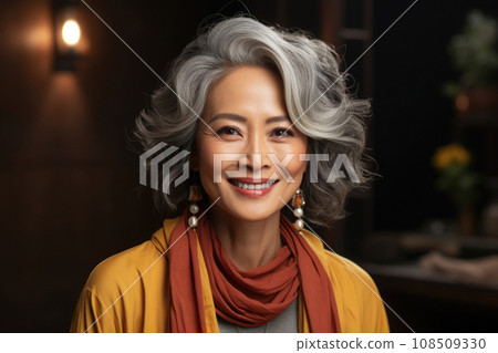 Mature Asian woman portrait. Generative AI 108509330