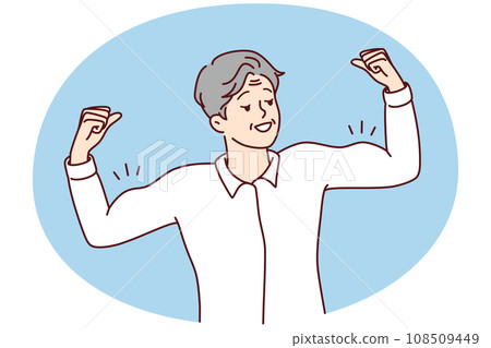 Elderly man showing muscles Elderly man showing muscles 108509449