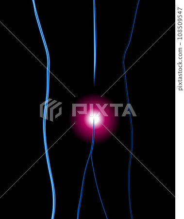 Vector isolated illustration of coccyx pain with neon effect. 108509547