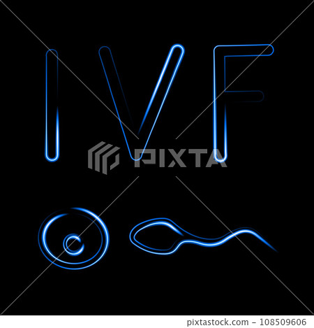 Vector isolated illustration of the inscription in vitro fertilization. Stun fertilization. Background with neon letters IVF. Fertility center. Vector isolated illustration of the inscription in vitro fertilization. Stun fertilization. Background with neon letters IVF. Fertility center. 108509606