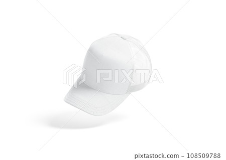 Blank white trucker hat mockup, side view Blank white trucker hat mockup, side view 108509788