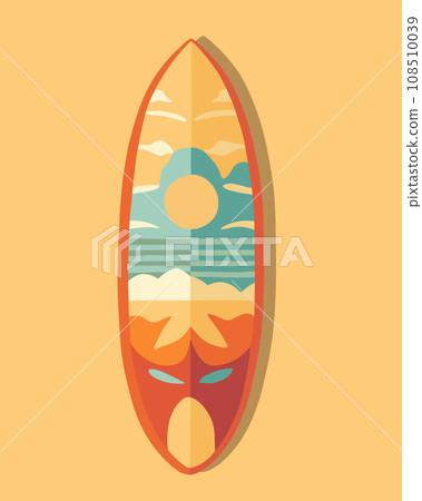 Vector isolated illustration of a surfboard. Sports entertainment at sea. Learning to surf. Vector isolated illustration of a surfboard. Sports entertainment at sea. Learning to surf. 108510039