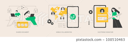 Collaborative document abstract concept vector illustrations. Collaborative document abstract concept vector illustrations. 108510463