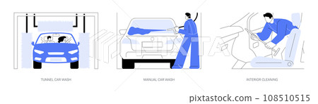 Car wash services abstract concept vector illustrations. 108510515