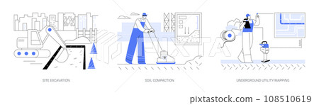 Commercial construction process abstract concept vector illustrations. 108510619