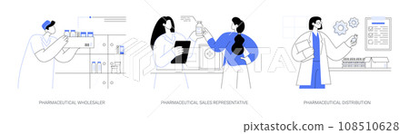 Pharmaceutical products distribution abstract concept vector illustrations. Pharmaceutical products distribution abstract concept vector illustrations. 108510628