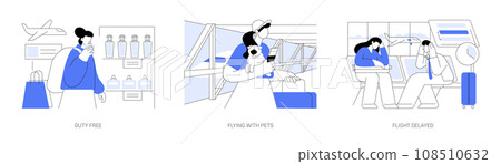 Airport routine isolated cartoon vector illustrations se 108510632