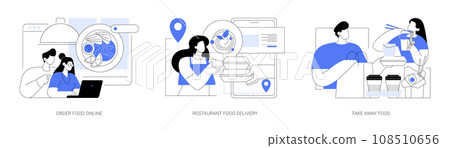 Buying food online isolated cartoon vector illustrations se 108510656