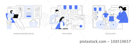 Buying groceries online isolated cartoon vector illustrations se 108510657
