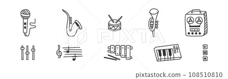 Music Element Line Doodle Style Drawing Vector Set Music Element Line Doodle Style Drawing Vector Set 108510810
