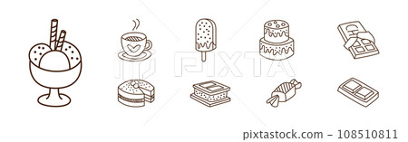 Sweet Pastry and Dessert Line Element Vector Set Sweet Pastry and Dessert Line Element Vector Set 108510811