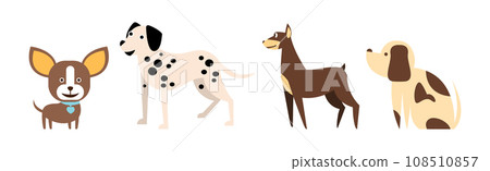 Cute Dog Breed as Domestic Pet Vector Set 108510857