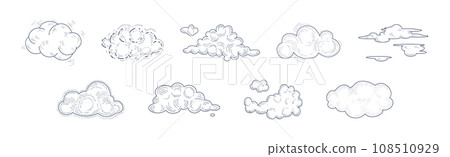 Linear Fluffy Cloud Scudding the Sky Vector Set 108510929