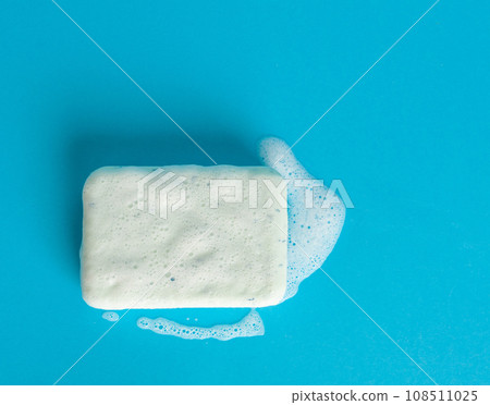 White Soap Bar Isolated, Body Care Cosmetic, Fruit Soapy Detergent, Solid Shampoo, Glycerin Soap 108511025