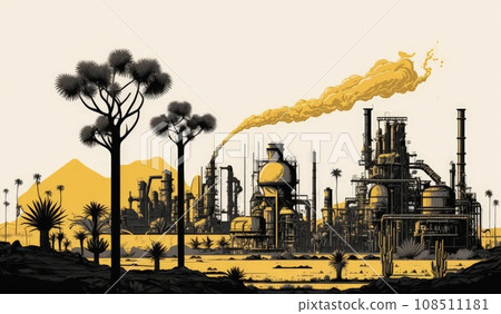 Gas and oil refinery plant AI generative illustration 108511181