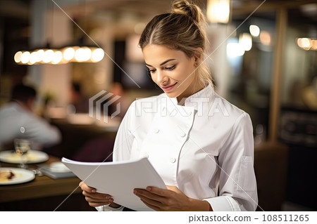 Restaurant Critic, Restaurant Manager, Chef with Restaurant Menu, Orthorexia Concept 108511265