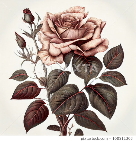 Rose Flower Botanical Illustration, Roses Flowers, Rose Abstract Generative AI Illustration 108511303