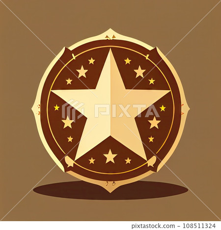 Sheriff Star Icon, Policeman Identification Emblem, Golden Sheriff Star Flat Icon, Law Authority Symbol 108511324