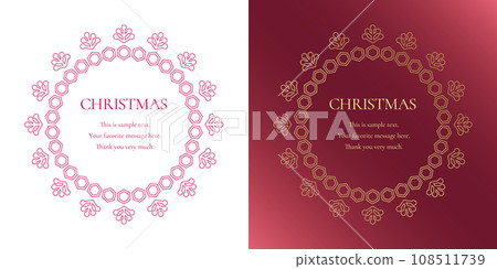 Material_Frame set_Winter decorative frame with Christmas motif. Luxury red and gold box design 108511739