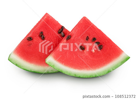 Slices of watermelon isolated on white background with full depth of field Slices of watermelon isolated on white background with full depth of field 108512372