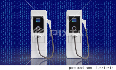 Ev station on digital background for Technology concept 3d rendering Ev station on digital background for Technology concept 3d rendering 108512612