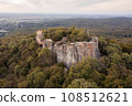 Aerial drone photo of the old Pajstun Castle ruins in autumn, Slovakia 108512621