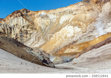 The Mutnovsky volcano crater with fumaroles 108512641