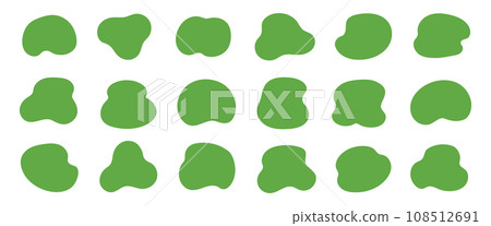 Organic blob shape, abstract green color amoeba, irregular fluid element set. Simple flat abstract splodge, amoeba blob figure, liquid shape graphic design element. Vector Organic blob shape, abstract green color amoeba, irregular fluid element set. Simple flat abstract splodge, amoeba blob figure, liquid shape graphic design element. Vector 108512691