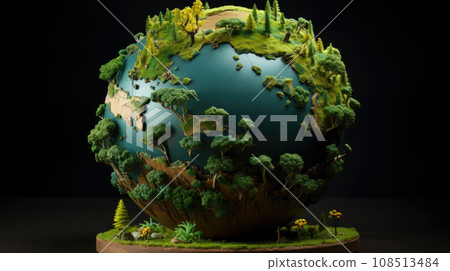 Glass globe with forest inside. Green planet, environmental conservation concept. Glass globe with forest inside. Green planet, environmental conservation concept. 108513484