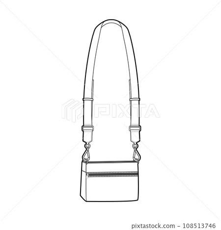 Cross-Body Pouch Bag with removable strap options box silhouette. Fashion accessory technical illustration. Vector Cross-Body Pouch Bag with removable strap options box silhouette. Fashion accessory technical illustration. Vector 108513746