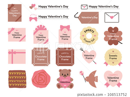 Valentine's simple cute frame set 02 sweets candy design 108513752