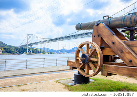Choshu Gun and Kanmon Bridge in early autumn, Shimonoseki City, Yamaguchi Prefecture Choshu Gun and Kanmon Bridge in early autumn, Shimonoseki City, Yamaguchi Prefecture 108513897