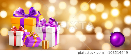 Gift boxes, candles and balls 108514449