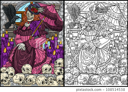 Halloween Victorian Dress Coloring Illustration Halloween Victorian Dress Coloring Illustration 108514538