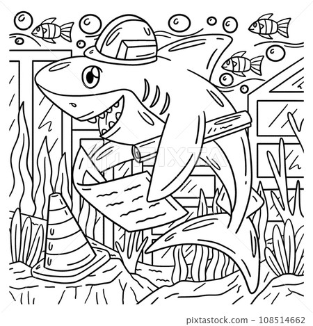 Engineer Shark Coloring Page for Kids Engineer Shark Coloring Page for Kids 108514662