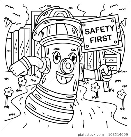 Firefighter Fire Hydrant Coloring Page for Kids Firefighter Fire Hydrant Coloring Page for Kids 108514699