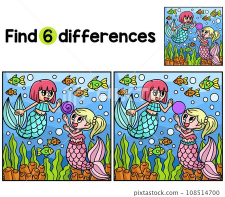 Playing Mermaid Find The Differences Playing Mermaid Find The Differences 108514700