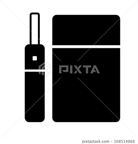 Silhouette icon of electronic cigarette and electronic cigarette case. vector. Silhouette icon of electronic cigarette and electronic cigarette case. vector. 108514868