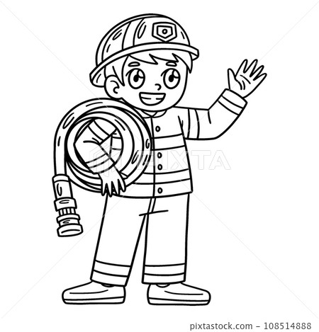Firefighter Carrying a Water Hose Isolated  108514888