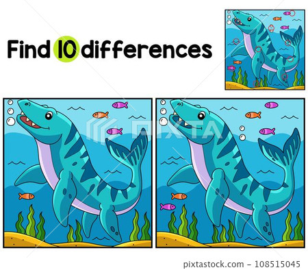 Mosasaurus Dinosaur Find The Differences 108515045