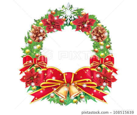 用緞帶和鮮花的聖誕花環 用緞帶和鮮花的聖誕花環 108515639